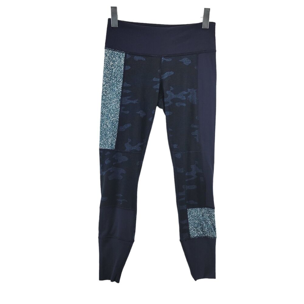Lululemon Wonder Unders Leggings‎ Size 6 Navy Blue Camo Patchwork